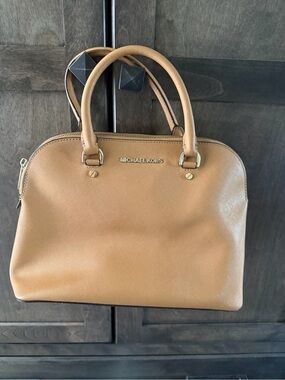MICHAEL KORS Camel/Tan Saffiano Leather Dome Satchel